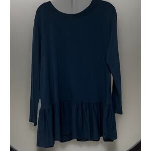 Altar'd State Top Medium Teal Tiered Ruffle Cottage Peasant Button Up Back